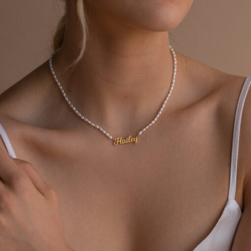 Caitlyn Minimalist Personalized Pearl Name Necklace Custom Dainty Choker with Minimalist Pearl Jewelry - Perfect Gift for Her (NM103F97) - Image 6