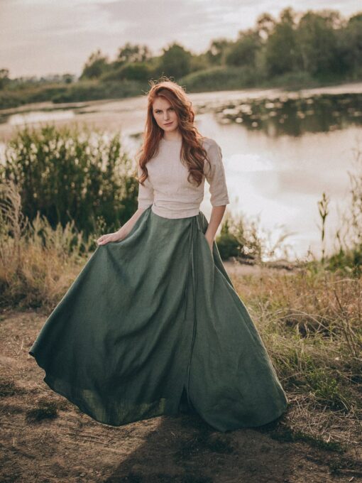 Breezy Linen Maxi Skirt Elevate Your Spring Wardrobe with Sustainable Style - Image 2