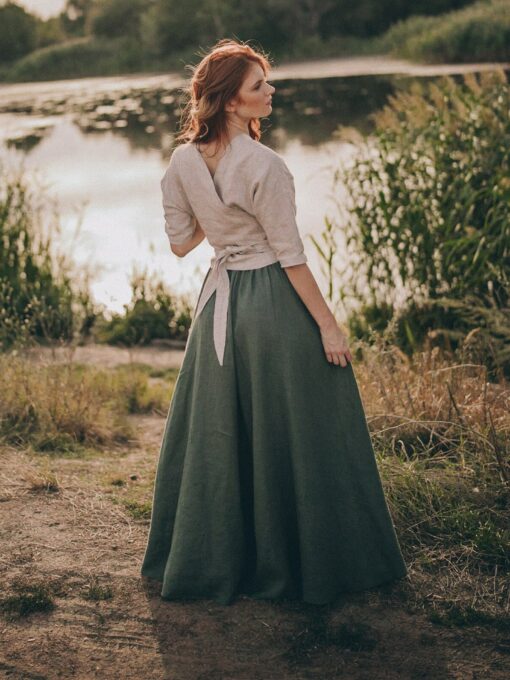 Flowy Linen Maxi Skirt Boho Chic in Plus Sizes - Image 5