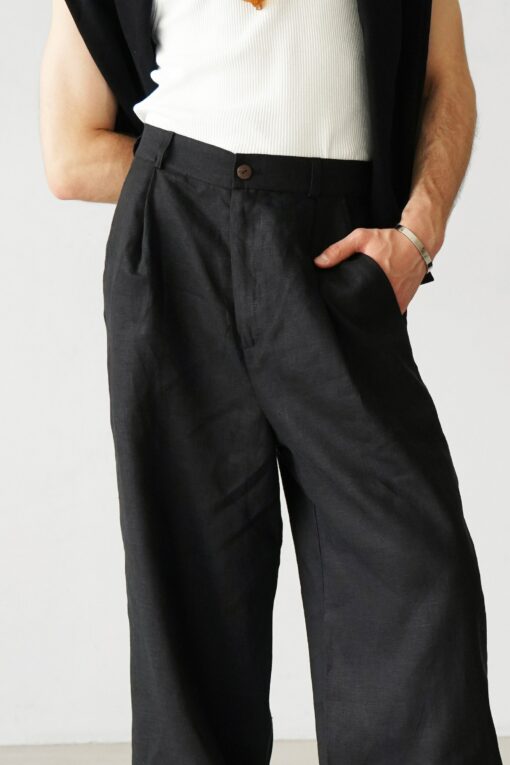 Breezy Linen Palazzo Pants Elevate Your Style with Comfort and Flow - Image 3