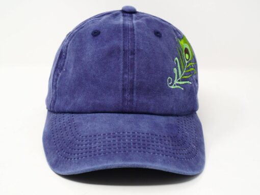 Embroidered Peacock Tail Feather Baseball Cap 100% Cotton Gray Sun Hat - Image 2