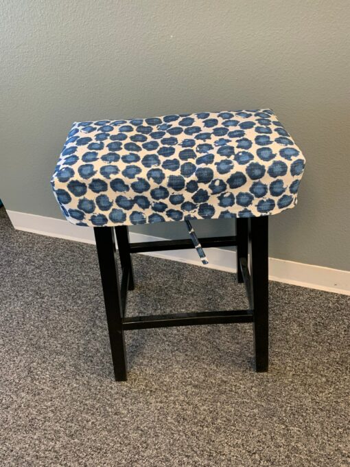 Prussian Blue and White Canvas Saddle Stool Seat Slipcover Elevate Your Kitchen Counter with Coastal Charm - Image 2