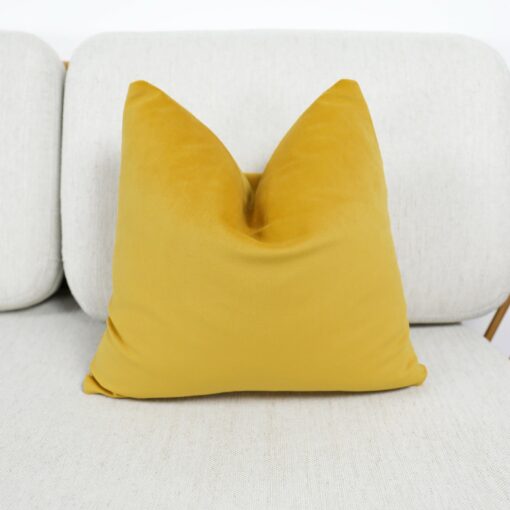 Luxurious Velvet Scatter Cushion Covers Mustard Yellow with Contrasting Piping - Image 2