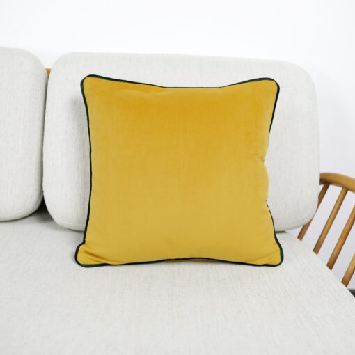 Luxurious Velvet Scatter Cushion Covers Mustard Yellow with Contrasting Piping - Image 3