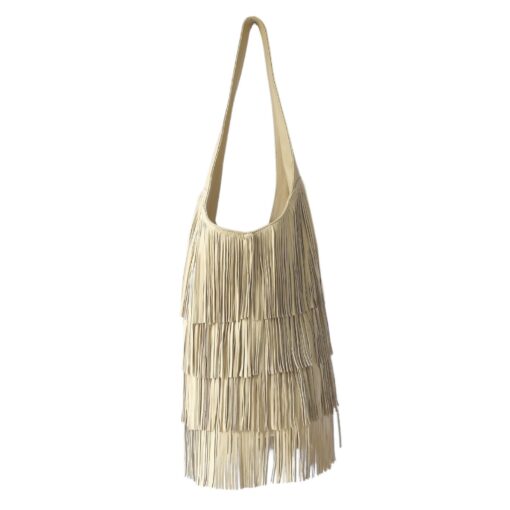 Exquisite Cream Leather Fringe Handbag Elevate Your Style with Timeless Elegance - Image 3