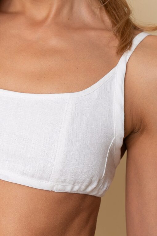 MADELYN Organic White Tank Bra, Linen Bustier, Bandeau For Women, Yoga Lounge Top - Sustainable Comfort and Style - Image 5