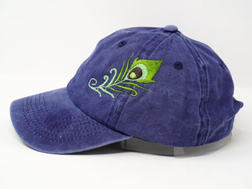 Embroidered Peacock Tail Feather Baseball Cap 100% Cotton Gray Sun Hat - Image 3