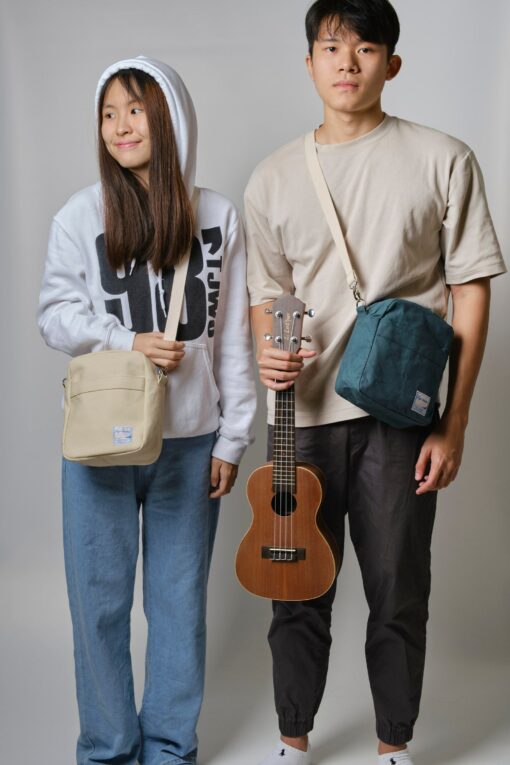 Koala 208 Teal Lightweight Waxed Canvas Crossbody Bag for Men, Perfect Personalized Gift - Image 2