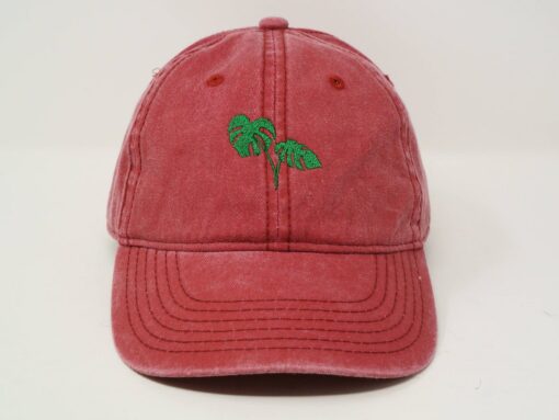 Embroidered Monstera Leaf Baseball Cap Tropical Summer Style with Washed Cotton Comfort - Image 6