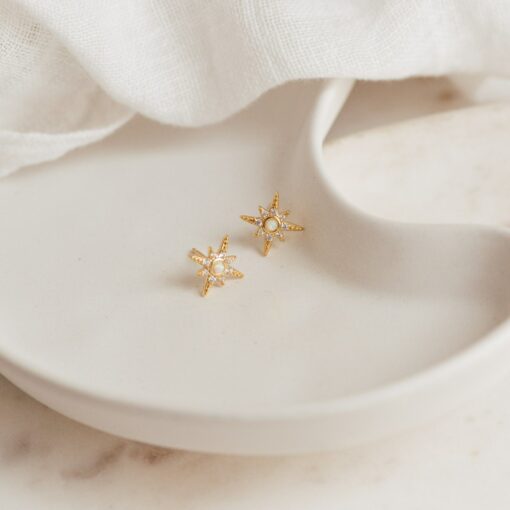 Starburst Stud Earrings Minimalist Opal Statement Jewelry for Her (ER269) - Image 2