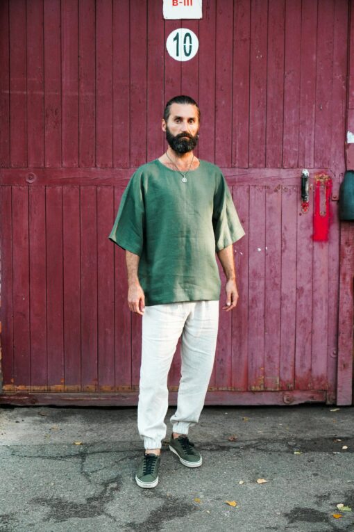 Breezy Linen T-Shirt Oversized Comfort and Style for Men - Image 6