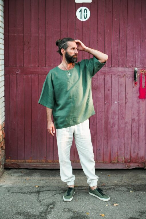 Breezy Linen T-Shirt Oversized Comfort and Style for Men - Image 4