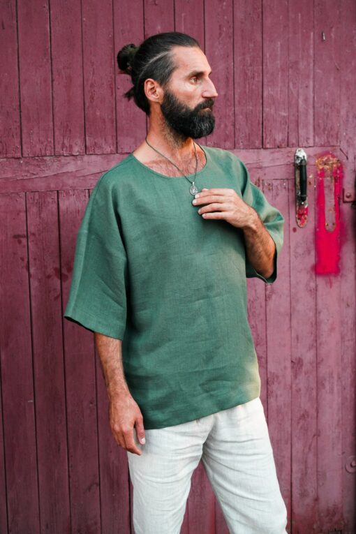 Breezy Linen T-Shirt Oversized Comfort and Style for Men - Image 2