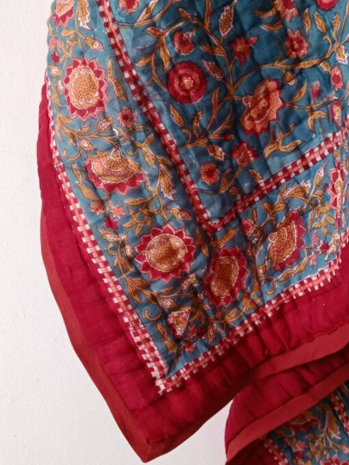 Jaipuri Block Print Quilt Handcrafted Floral Razai for a Vibrant Bedroom - Image 2