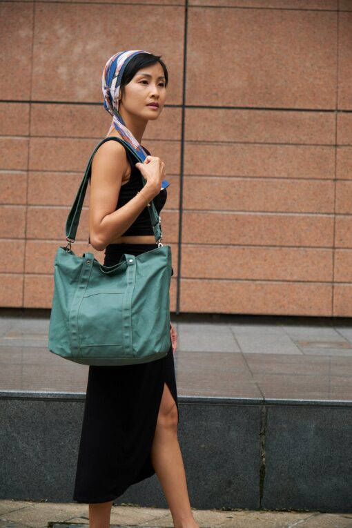 Amsterdam Green 203 Tokyo Tote Water-Resistant Waxed Canvas Crossbody Laptop Bag - Image 3