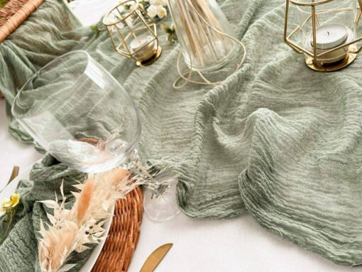 Sage Green Boho Napkins Elevate Your Rustic Wedding Decor with Cheesecloth Elegance - Image 5