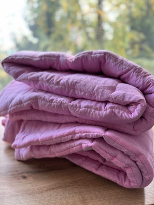 Organic Hemp Linen Comforter Sustainable Comfort in Pink - Image 6