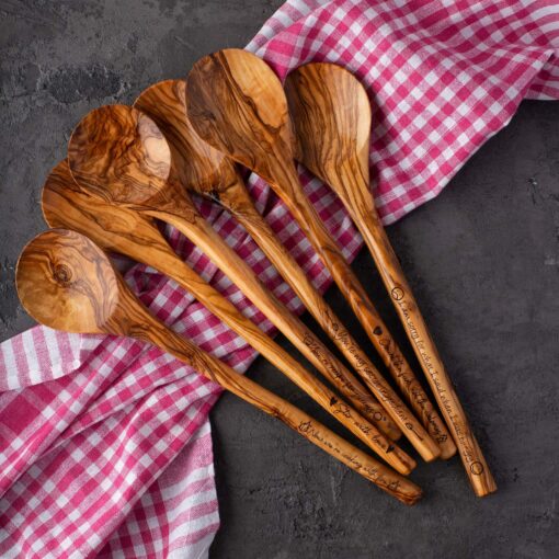 Personalized Engraved Olive Wood Spoons A Unique Kitchen Gift for Her - Image 3