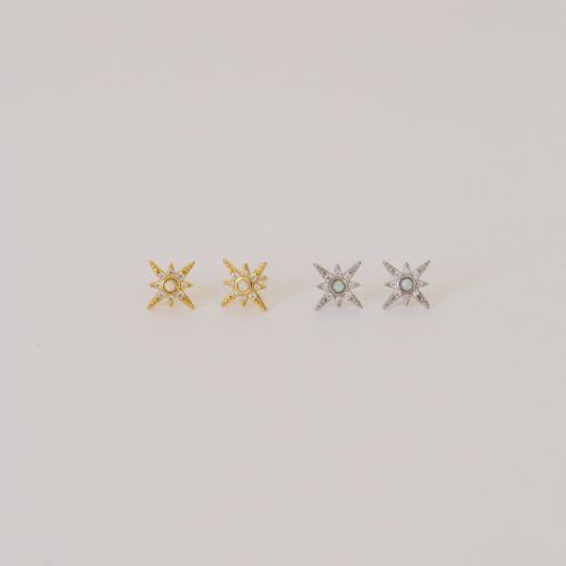 Starburst Stud Earrings Minimalist Opal Statement Jewelry for Her (ER269) - Image 6