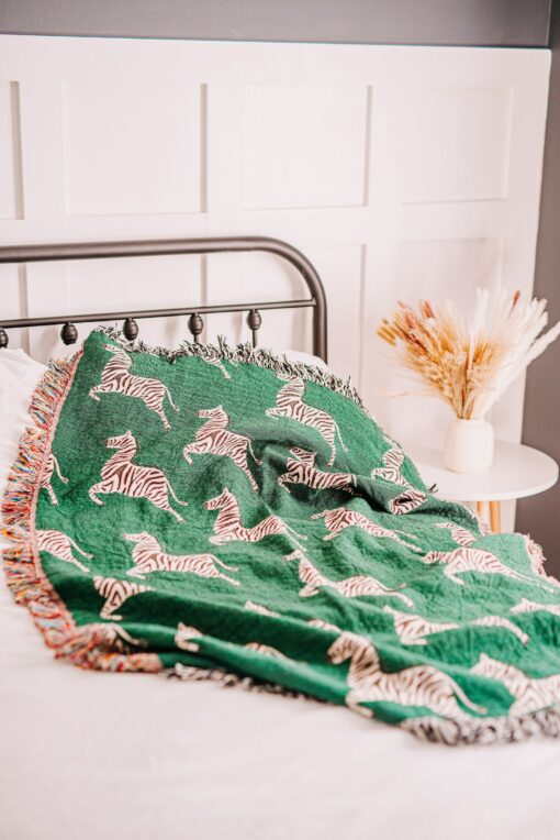 Cozy Zebra Haven Woven Throw Blanket for Home Decor and Comfort - Image 5
