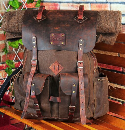 Bushcraft Backpack Canvas-Leather Adventure Companion for Hikers and Campers - Image 2