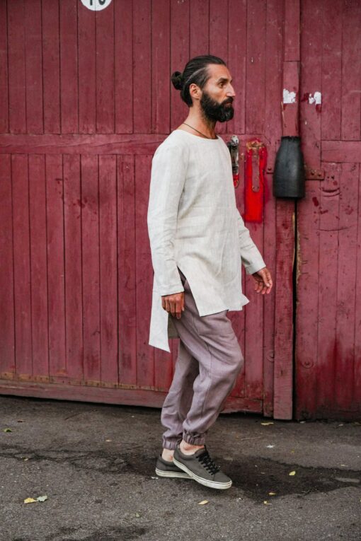 Stylish Beige Linen Tunic A Versatile Wardrobe Essential for Men - Image 6
