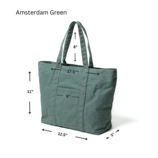 Amsterdam Green 203 Tokyo Tote Water-Resistant Waxed Canvas Crossbody Laptop Bag - Image 6