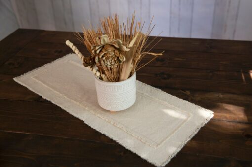 Rustic Farmhouse Table Runner Handcrafted Charm with Frayed Edges - Image 5