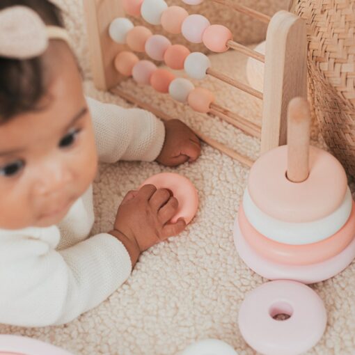 Khaki Ring Stacker Wooden Montessori Toy for Rainbow Nursery Decor - Image 6