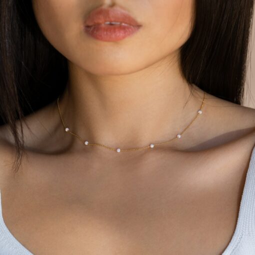 Opal Station Necklace A Shimmering Gemstone Choker for Bridal Elegance and Everyday Glamour - Image 3