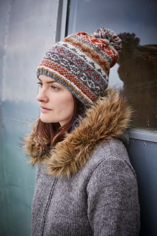 Cozy Fair Isle Winter Knit Hat Ethical Wool Beanie for Women - Image 2