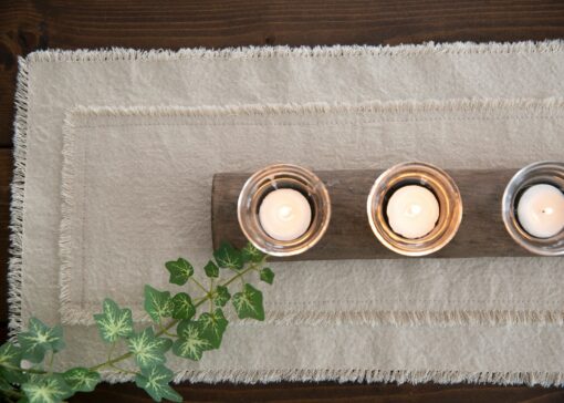 Rustic Farmhouse Table Runner Handcrafted Charm with Frayed Edges - Image 3