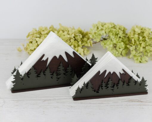Rustic Mountainscape Wooden Napkin Holder Elevate Your Tabletop with Nature's Charm - Image 3