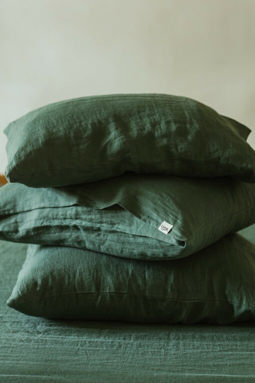 Forest Green Linen Pillowcase Handmade Luxury for Your Bed - Image 3