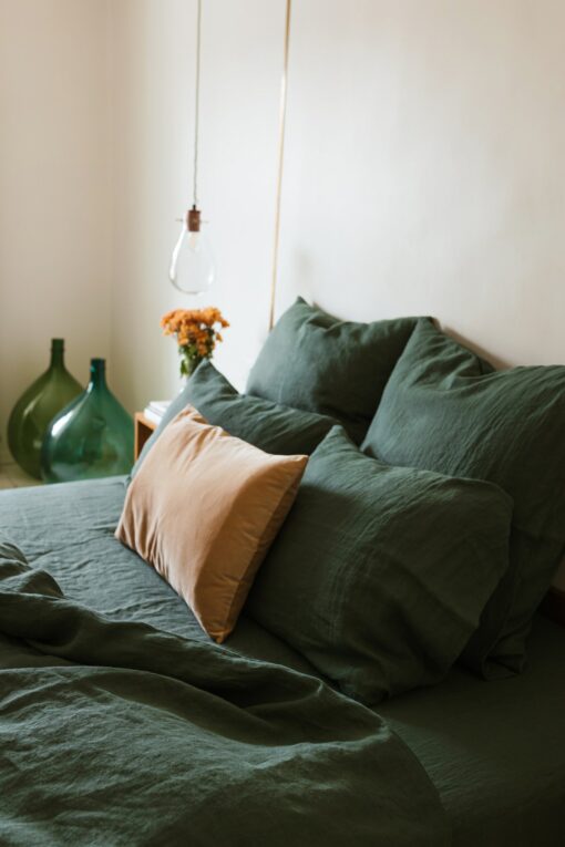 Forest Green Linen Pillowcase Handmade Luxury for Your Bed - Image 6