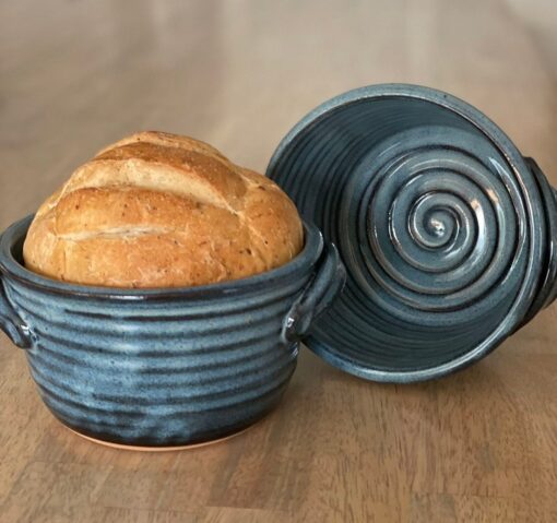 Artisan Bread Baker Blue Glaze Pottery Pot with 12 Recipes - Ready to Ship - Image 5