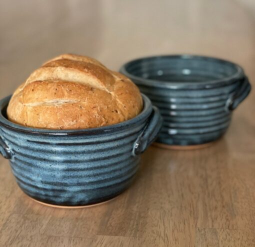 Artisan Bread Baker Blue Glaze Pottery Pot with 12 Recipes - Ready to Ship - Image 2