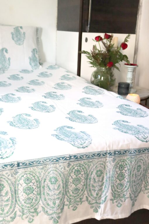 Floral Fantasy Bohemian Bliss for Your Summer Nights | Block Printed Bedspread & Duvet Cover - Image 5