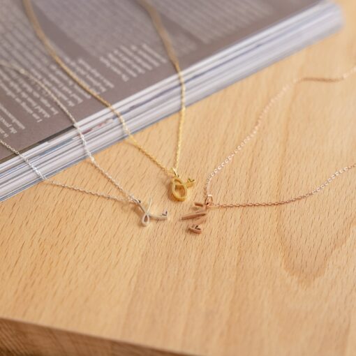 Caitlyn Minimalist Initial Heart Necklace Personalized Letter Jewelry in Gold, Silver, Rose for Her (NM13) - Image 6