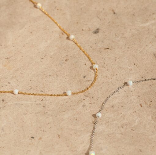 Opal Station Necklace A Shimmering Gemstone Choker for Bridal Elegance and Everyday Glamour - Image 4