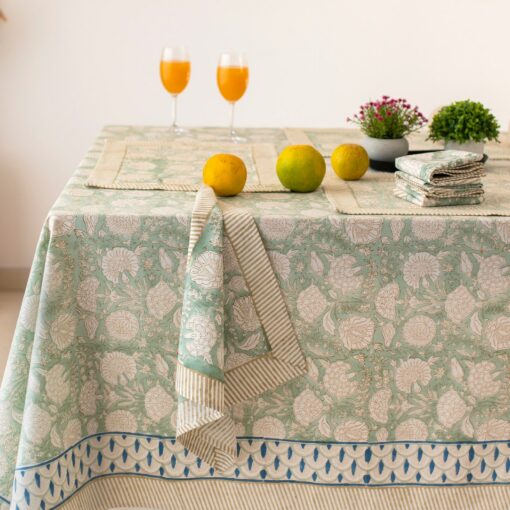 Sage Green Floral Tablecloth Elevate Your Dining with Boho Charm - Image 5