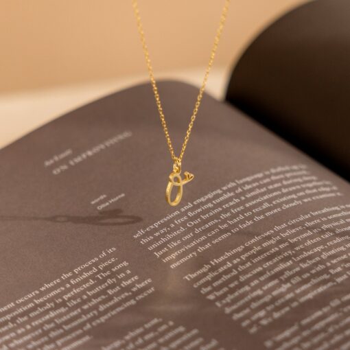 Caitlyn Minimalist Initial Heart Necklace Personalized Letter Jewelry in Gold, Silver, Rose for Her (NM13) - Image 2