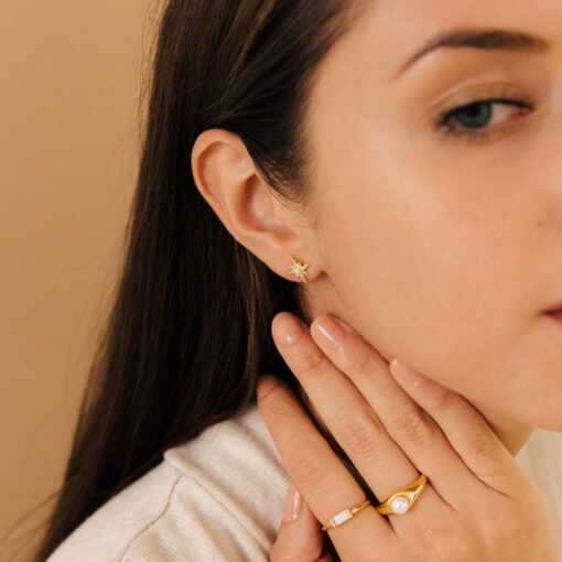 Starburst Stud Earrings Minimalist Opal Statement Jewelry for Her (ER269) - Image 5