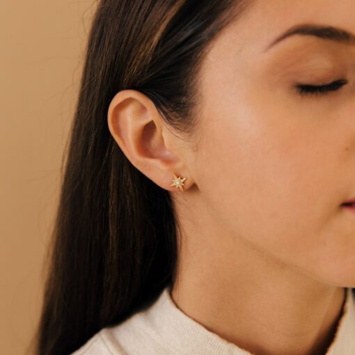 Starburst Stud Earrings Minimalist Opal Statement Jewelry for Her (ER269) - Image 3