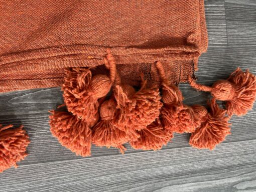 Cozy Haven Handmade Orange King Bedspread, Moroccan Cotton Throw Blanket for Queen Size Beds, Plaid Striped Large Throw, Farmhouse Decor - Image 4