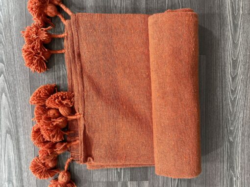 Cozy Haven Handmade Orange King Bedspread, Moroccan Cotton Throw Blanket for Queen Size Beds, Plaid Striped Large Throw, Farmhouse Decor - Image 3