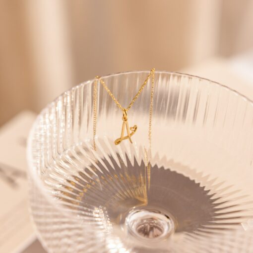 Caitlyn Minimalist Initial Heart Necklace Personalized Letter Jewelry in Gold, Silver, Rose for Her (NM13) - Image 4
