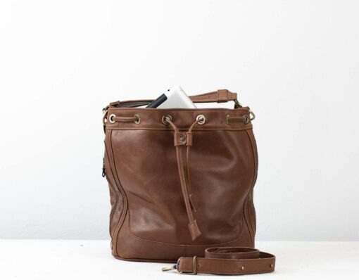 Chocolate Brown Leather Bucket Bag The Danae - Versatile, Stylish, and Practical - Image 6