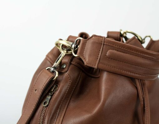 Chocolate Brown Leather Bucket Bag The Danae - Versatile, Stylish, and Practical - Image 4