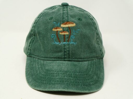 Embroidered Mushroom Family Baseball Cap Washed Cotton, Curved Brim, Summer Hat - Image 5